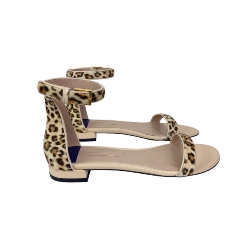 NWT. New in Box. Stuart Weitzman Leopard Print Sandals with Ankle Strap. - Picture 2 of 8